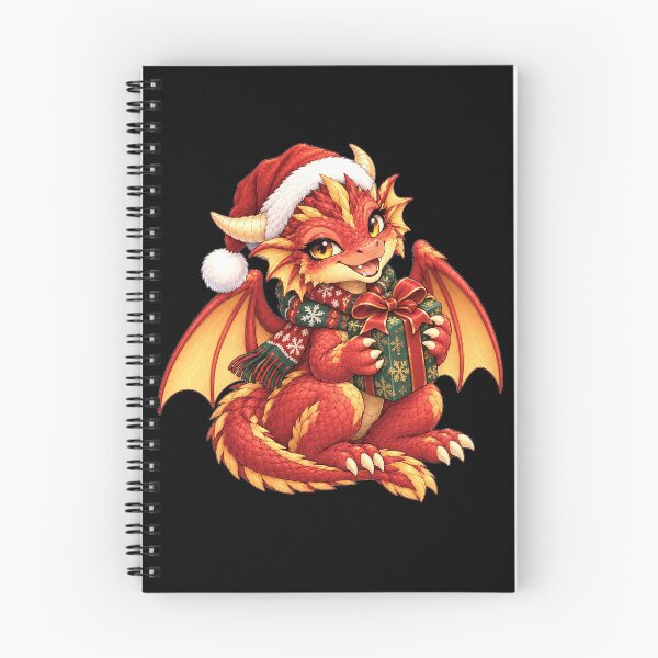 Item preview, Cute Christmas Baby Dragon with Santa Hat and Gift designed and sold by Hatchling Hollow.