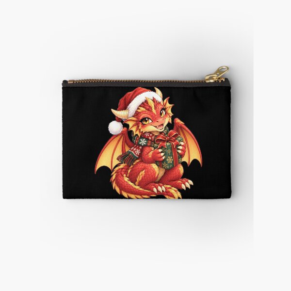 Item preview, Cute Christmas Baby Dragon with Santa Hat and Gift designed and sold by Hatchling Hollow.