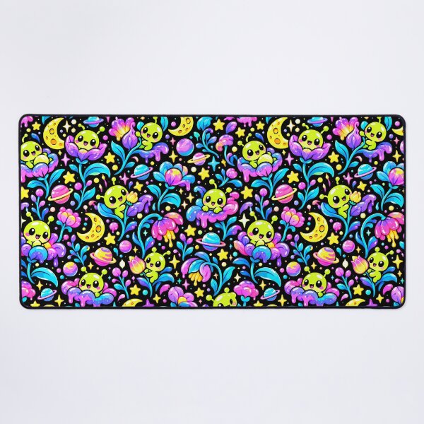 Item preview, Cute Alien in Neon Cosmic Flower Garden designed and sold by Thai Vibe Studio.