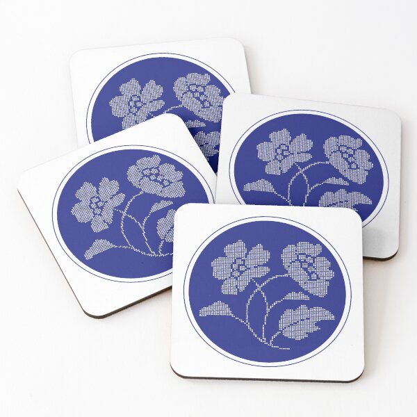 Item preview, Vintage Blue Botanical Floral Motif in Round Frame - 11 designed and sold by ivyysophia.