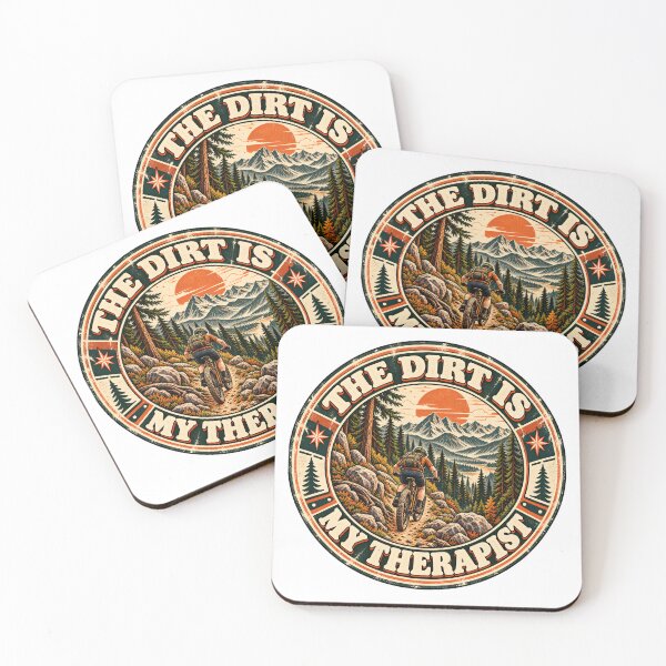 Item preview, The Dirt Is My Therapist Retro Mountain Bike Stamp designed and sold by LoafLogic.