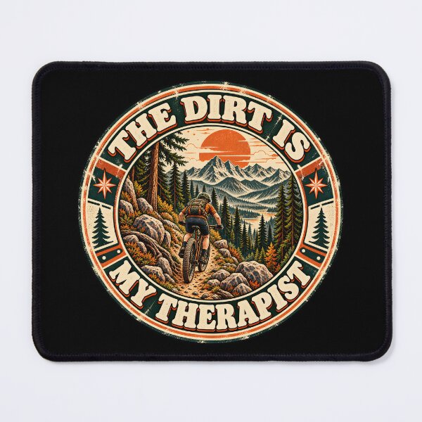 Item preview, The Dirt Is My Therapist Retro Mountain Bike Stamp designed and sold by Win Hardy.