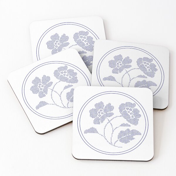 Item preview, Vintage Blue Botanical Floral Motif in Round Frame - 12 designed and sold by ivyysophia.
