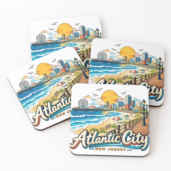 Item preview, Hand Drawn Atlantic City New Jersey Travel Souvenir Landmark Gift designed and sold by MichaeIRellov.