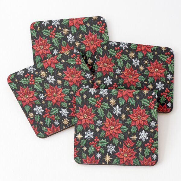 Item preview, Luxury Embroidery Christmas Poinsettia Seamless Pattern designed and sold by  One City Two Children Studio.