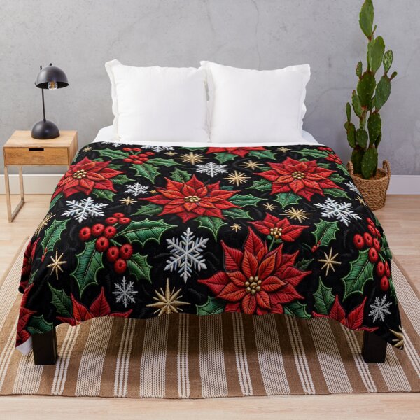 Item preview, Luxury Embroidery Christmas Poinsettia Seamless Pattern designed and sold by One City Two Children Studio.
