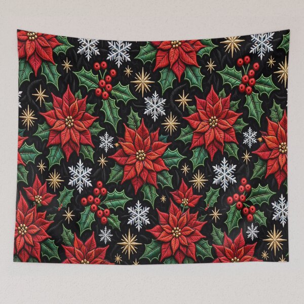 Item preview, Luxury Embroidery Christmas Poinsettia Seamless Pattern designed and sold by  One City Two Children Studio.