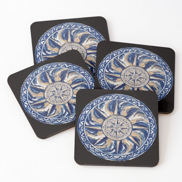 Item preview, Polynesian Compass Ocean Waves Tribal Blue Art designed and sold by LayercraftArt.