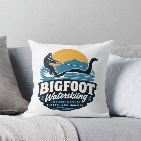 Item preview, Bigfoot Waterskiing Behind Nessie The Loch Ness Monster Fun Mythical Creature Design PERFECT GIFT FOR YOU AND FRIENDS designed and sold by Cabowman.