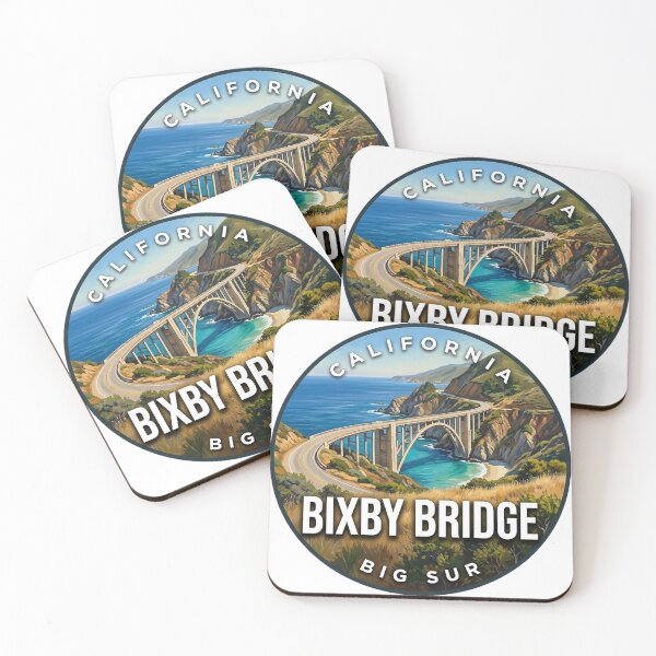 Item preview, Bixby Bridge California Coast Highway Round Badge Sticker designed and sold by DetourDgn.