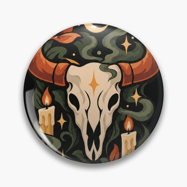 Item preview,  Spooky Taurus Zodiac – Gothic Bull Skull,Orange Lilies & Dark Celestial Art designed and sold by P.L.U.T.O.