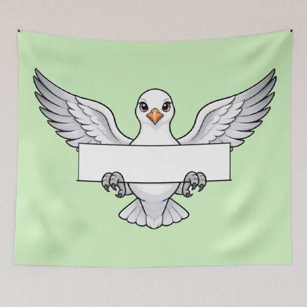 Item preview, Peaceful White Dove With Banner Cute Cartoon Bird Design designed and sold by PetalsPaws.