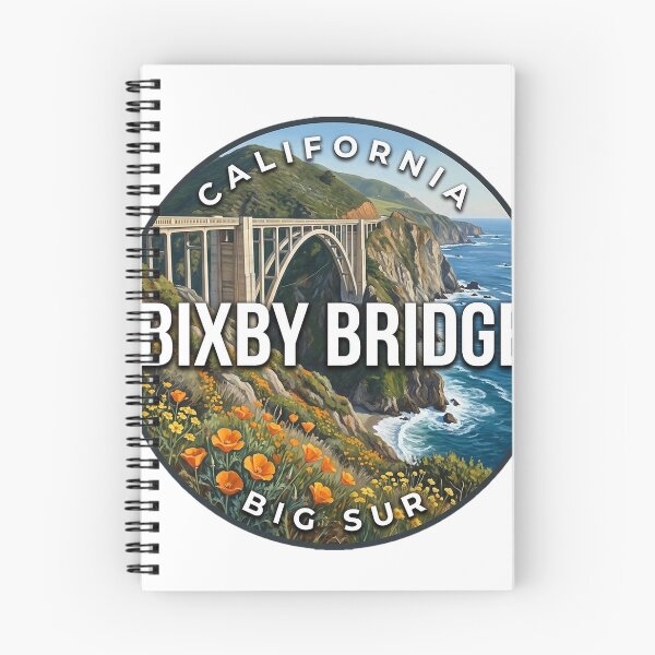 Item preview, Bixby Bridge California Wildflower Cliffs Round Badge Sticker designed and sold by DetourDgn.