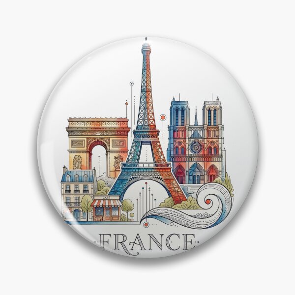 Item preview, Paris France Iconic Landmarks Illustration designed and sold by EdwinkOne.