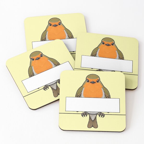 Item preview, Adorable European Robin With Banner Cute Cartoon Bird Design designed and sold by PetalsPaws.