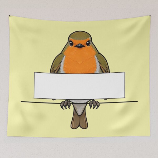 Item preview, Adorable European Robin With Banner Cute Cartoon Bird Design designed and sold by PetalsPaws.