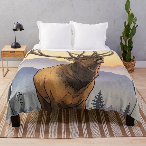 Item preview, Majestic Elk Bugling Japanese Woodblock Print - Shin Hanga Wildlife Art designed and sold by BLUESKY11a.