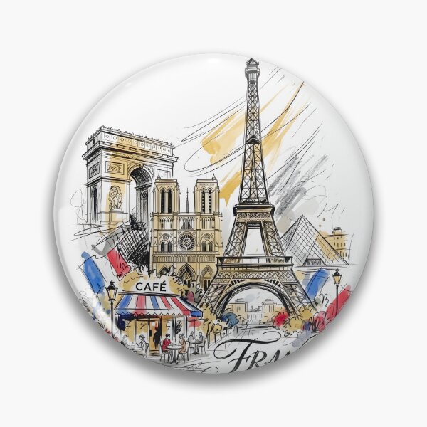 Item preview, Paris France Eiffel Tower and Cafe Illustration designed and sold by EdwinkOne.