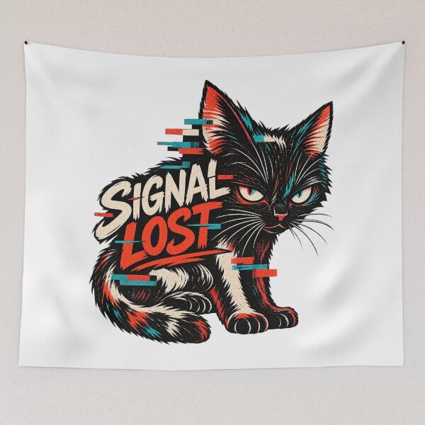 Item preview, Abstract Glitch Cat – Cyberpunk Signal Lost designed and sold by The Silly Grumpy Society.
