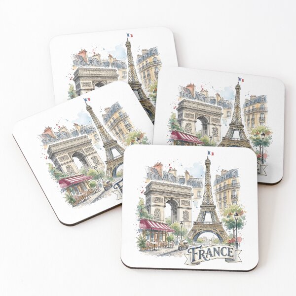 Item preview, Paris France Eiffel Tower and Arc de Triomphe designed and sold by EdwinkOne.