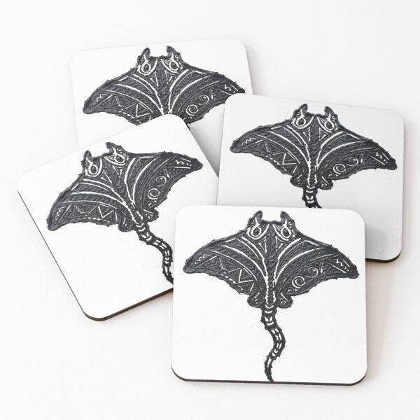 Item preview, Polynesian Manta Ray Textured Tribal Black Art designed and sold by LayercraftArt.