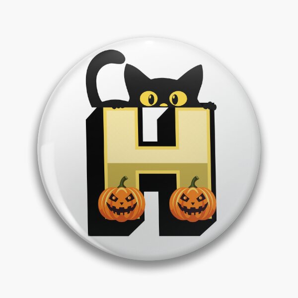 Item preview, Cute Black Cat Halloween Letter H with Jack O Lantern Pumpkins designed and sold by Palette _Vibes.