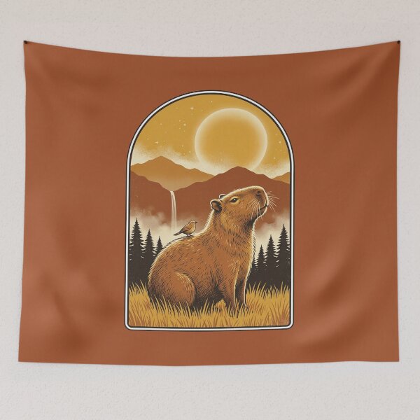 Item preview, Majestic Capybara Sunset Mountain Landscape - Vintage Nature Art designed and sold by Driesman.