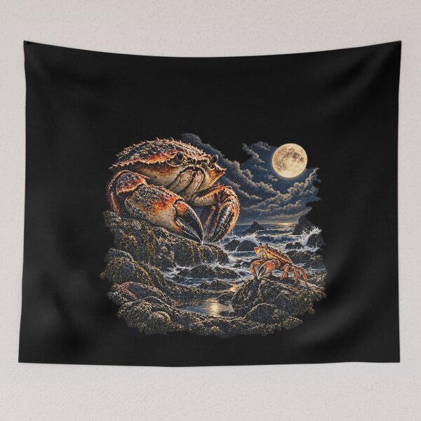 Item preview, Giant Crab Overlooking a Moonlit Rocky Shore designed and sold by LorenaVirex.