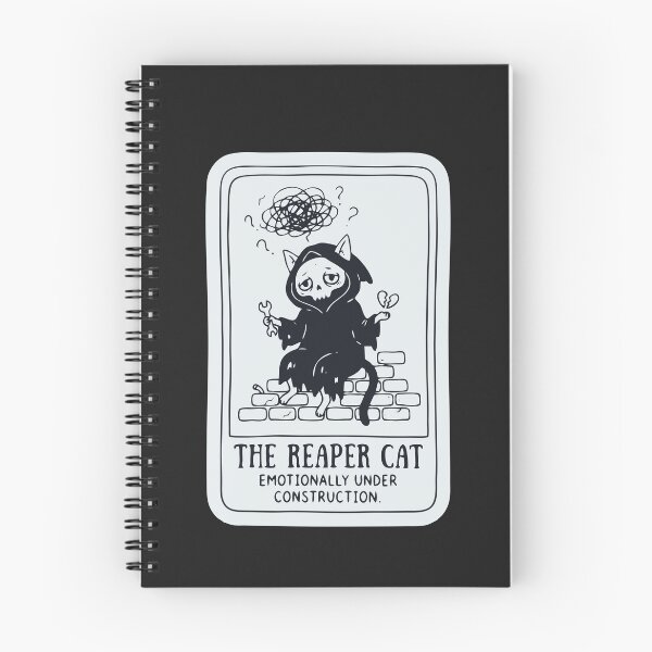 Item preview, "Emotionally Under Construction" Funny Reaper Cat Tarot Card designed and sold by Cipher & Soul.