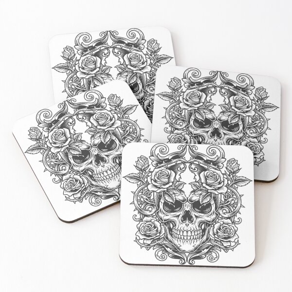 Item preview, Gothic Skull and Roses – Dark Romantic Skull Art designed and sold by Fadi Alyaldani.
