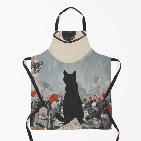Item preview, Black Cat Watching Eye Surreal Collage Print designed and sold by puttif.
