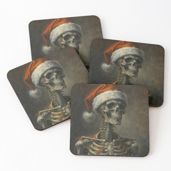 Item preview, Gothic Skeleton Santa Hat Memento Mori Painting designed and sold by DarkHolyQueen.