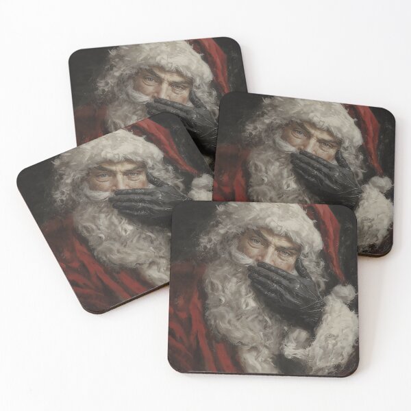 Item preview, Funny Santa Claus Covering Mouth Bathroom Humor Painting designed and sold by DarkHolyQueen.