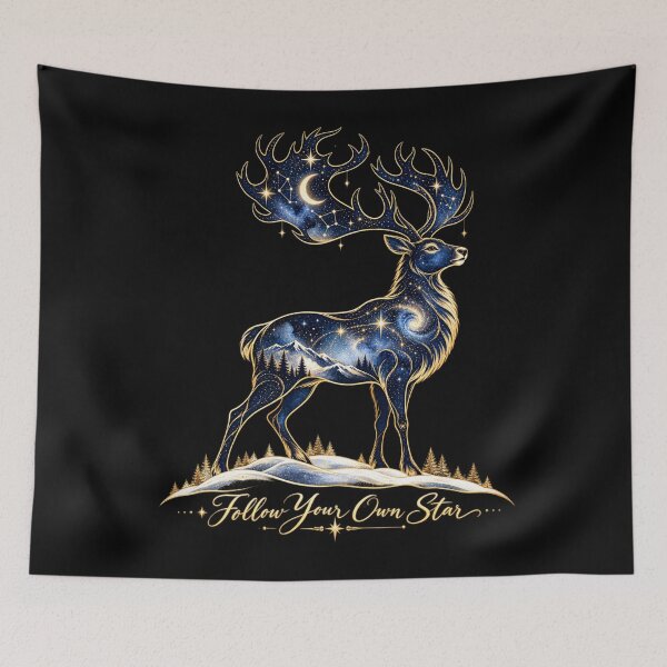 Item preview, Celestial Reindeer Galaxy Stag – Follow Your Own Star | Mystical Moon, Stars & Cosmic Wildlife Art designed and sold by Emoji Emblems.