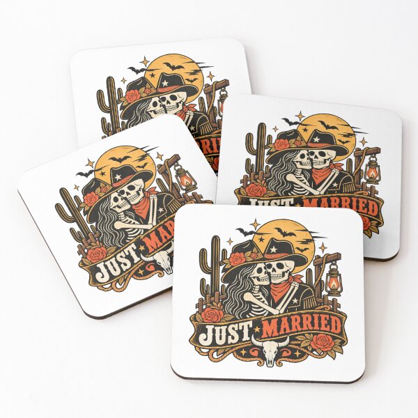 Item preview, Spooky Western Just Married Skeleton Couple designed and sold by teesterra.