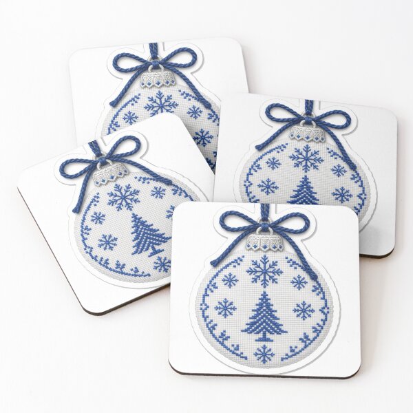 Item preview, Blue and White Stitched Christmas Ornament designed and sold by Freckled-Monkey.