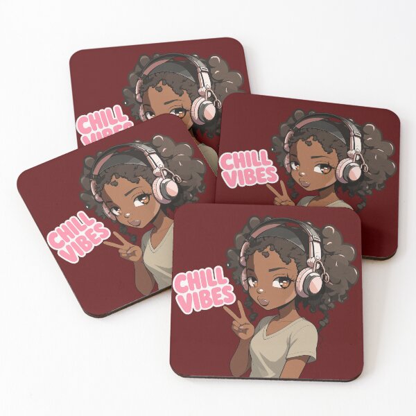 Item preview, Chill Vibes Headphones Lofi Melanin Anime Girl designed and sold by markmorgane.