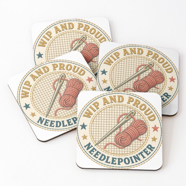 Item preview, WIP and Proud Needlepointer Badge designed and sold by Freckled-Monkey.