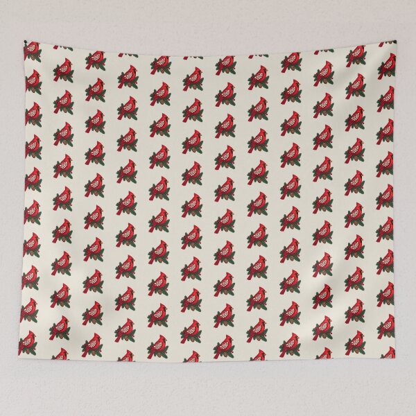 Item preview, Red Cardinal on an Evergreen Branch, Scandinavian Folk Art designed and sold by H. Doucette Studio.