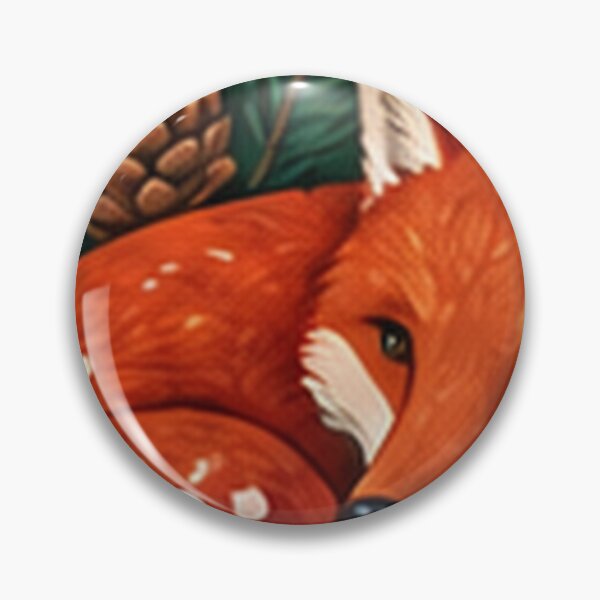 Item preview, Sleeping Red Fox Curled in Evergreens, Nordic Folk Art designed and sold by H. Doucette Studio.