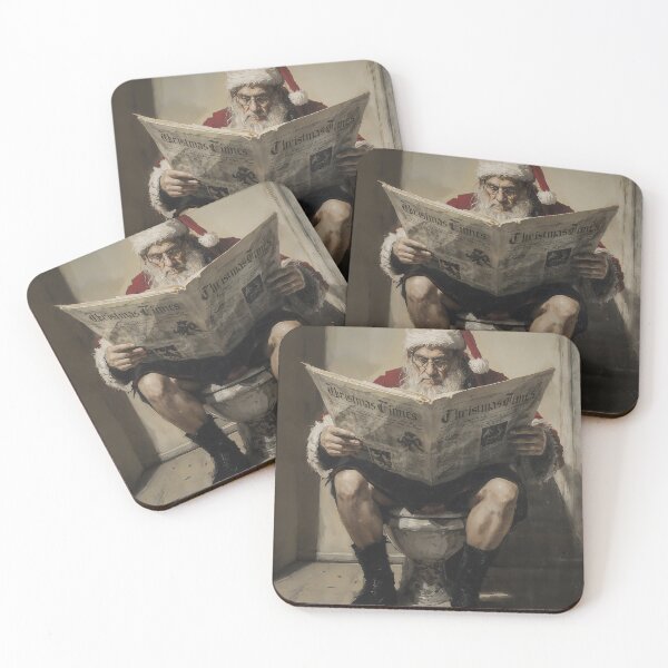 Item preview, Funny Santa On Toilet Reading Newspaper Painting designed and sold by DarkHolyQueen.