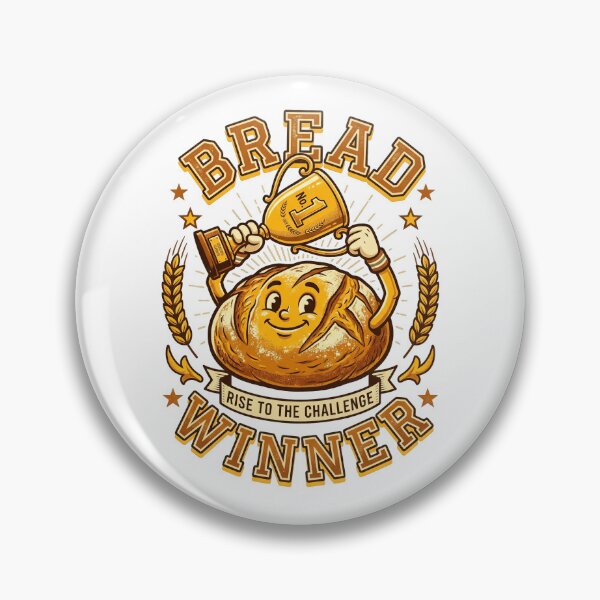 Item preview, Bread winner mascot lifts a bread-shaped weight above a loaf in a bakery-themed design designed and sold by ShopThousand.