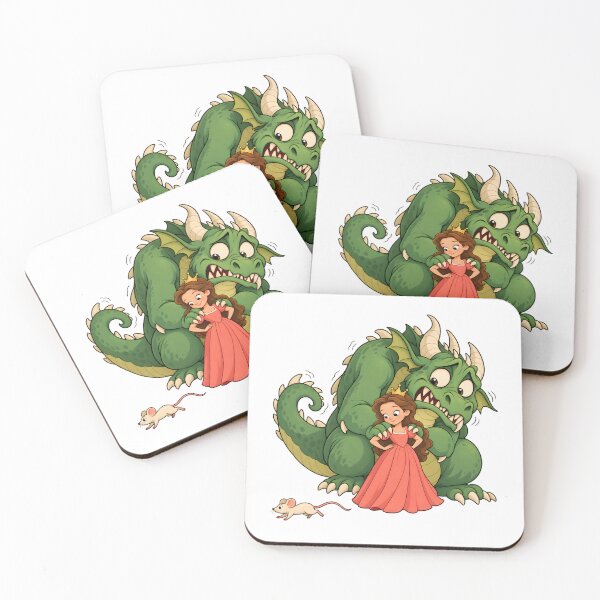 Item preview, Tiny Threat - Nervous Dragon Hiding Behind a Princess designed and sold by Digipeel.