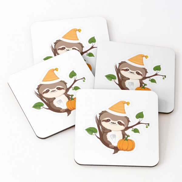 Item preview, Pumpkin Hat Sloth on Branch designed and sold by For-Cat Studio.