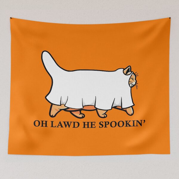 Item preview, Oh Lawd He Spookin Ginger Cat Short Sheet designed and sold by KilkennyCat Art.