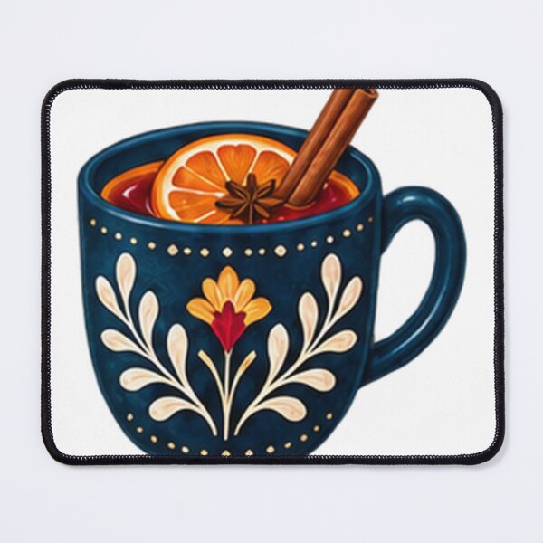 Item preview, Mulled Cider in a Folk Floral Mug, Orange and Cinnamon designed and sold by H. Doucette Studio.