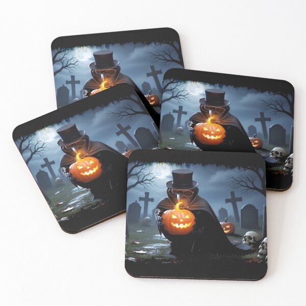 Item preview, Raven Halloween Graveyard with Pumpkins and Skulls designed and sold by NaturePrints.