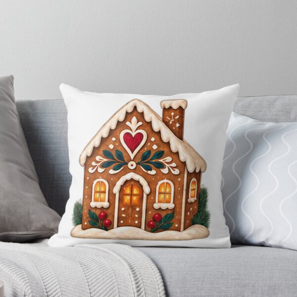 Item preview, Gingerbread House with Icing and Heart, Folk Christmas designed and sold by H. Doucette Studio.