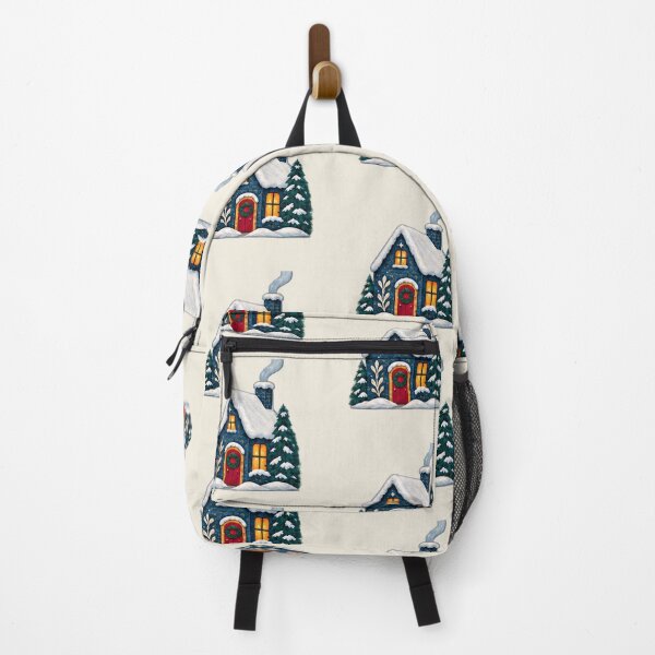 Item preview, Snowy Navy Cottage with Glowing Windows, Nordic Winter designed and sold by H. Doucette Studio.