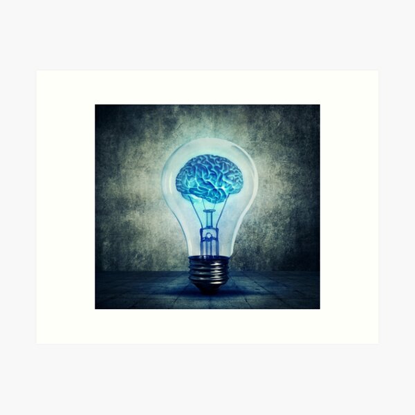 light bulb brain Art Print